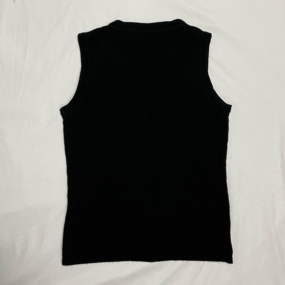 Elie Tahari 100% Merino Wool Fringe Front Candace Sleeveless Black Top Small - Picture 4 of 8